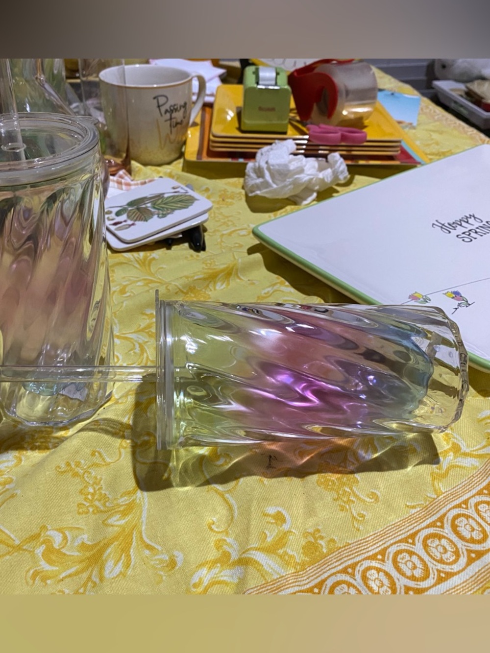 Anthropologie Pink, Blue & Clear acrylic Glasses. Perfect for outdoor dining.NWT - Picture 5 of 9